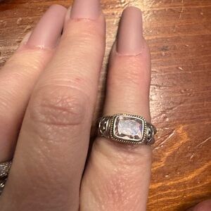 Annika Witt Sterling Silver Ring size 6 pink stone with Intricate Design